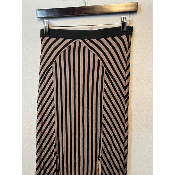 Free People Striped Maxi Skirt Size S‎ Brow Black Slit Boho Casual - Picture 8 of 9